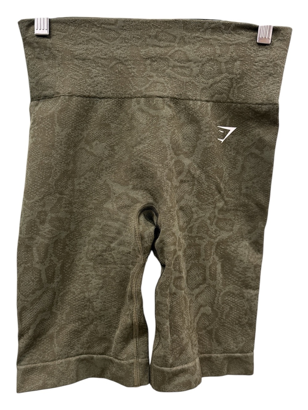 Gymshark Olive Snake-Print Bike Shorts